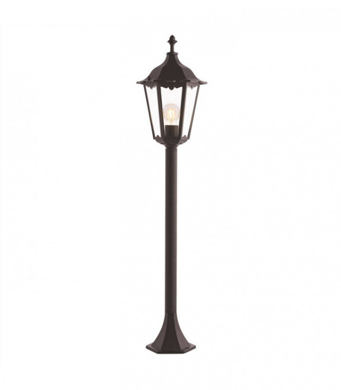 1 Light Outdoor Floor Lamp Matt Black Paint, Glass IP44, E27
