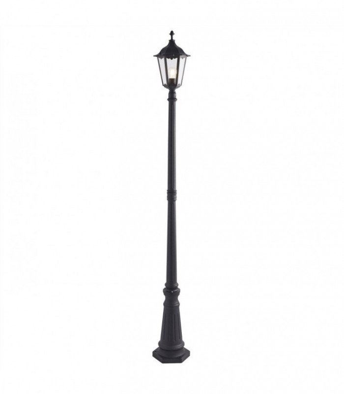 1 Light Outdoor Floor Lamp Matt Black Paint, Glass IP44, E27