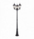 3 Light Outdoor Floor Lamp Matt Black Paint, Glass IP44, E27