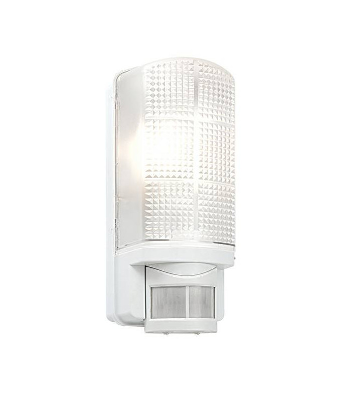 1 Light Outdoor PIR Wall Light Frosted, Gloss White IP44, E27
