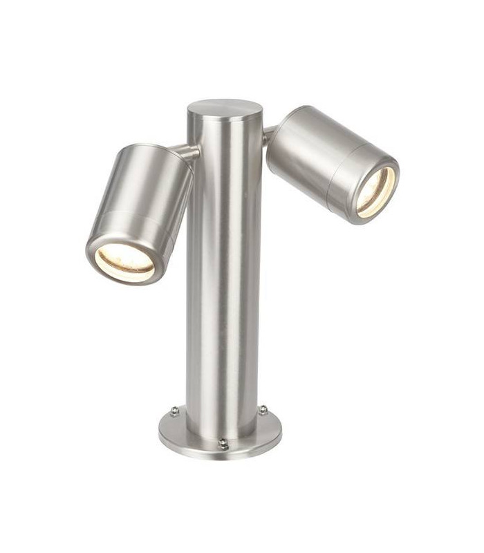 2 Light Outdoor Coastal Bollard Post Marine Grade Brushed Stainless Steel, Glass IP65, GU10