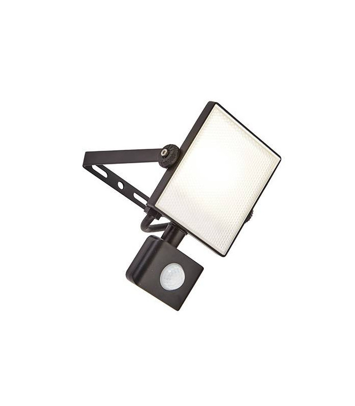 Integrated LED PIR 1 Light Outdoor Wall Light Textured Black, Frosted IP44