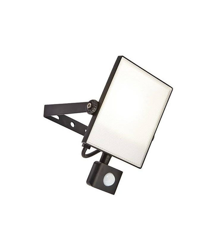Integrated LED PIR 1 Light Outdoor Wall Light Textured Black, Frosted IP44
