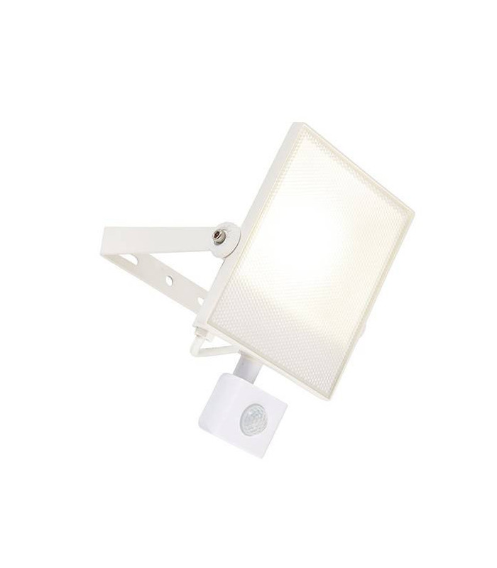 Integrated LED PIR 1 Light Outdoor Wall Light Textured Matt White, Frosted IP44