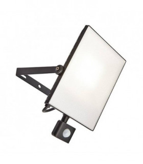 Integrated LED PIR 1 Light Outdoor Wall Light Textured Black, Frosted IP44