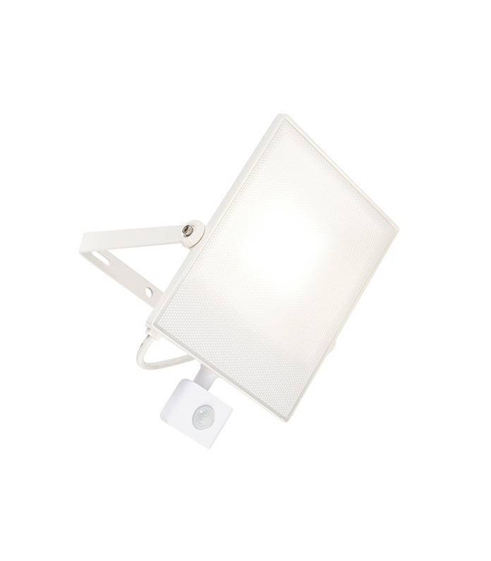 Integrated LED PIR 1 Light Outdoor Wall Light Textured Matt White, Frosted IP44
