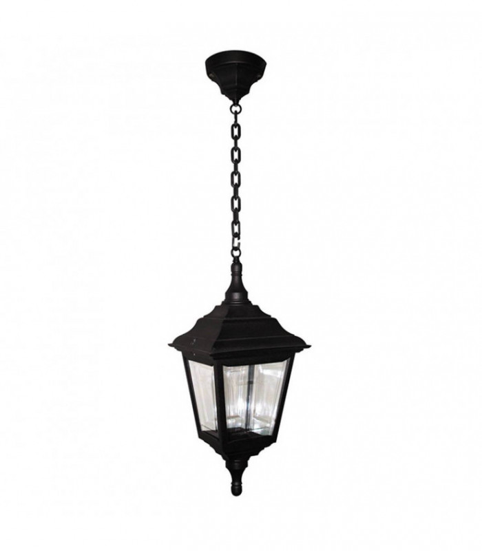 1 Light Outdoor Coastal Ceiling Chain Lantern Black IP44, E27