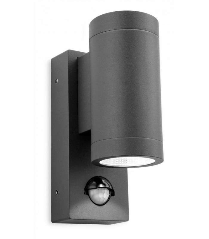 LED 2 Light Outdoor Up Down Wall, PIR Graphite IP65