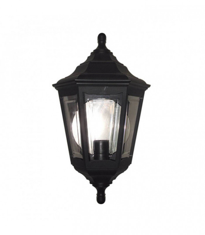 1 Light Outdoor Coastal Flush Ceiling Lantern Black IP43, E27