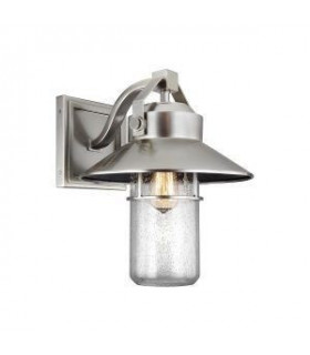 1 Light Outdoor Large Wall Lantern Painted Brushed Steel IP44
