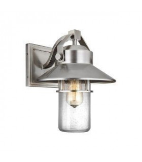 1 Light Outdoor Medium Wall Lantern Painted Brushed Steel IP44