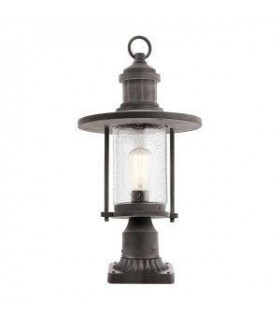 1 Light Outdoor Pedestal Lantern Weathered Zinc IP44