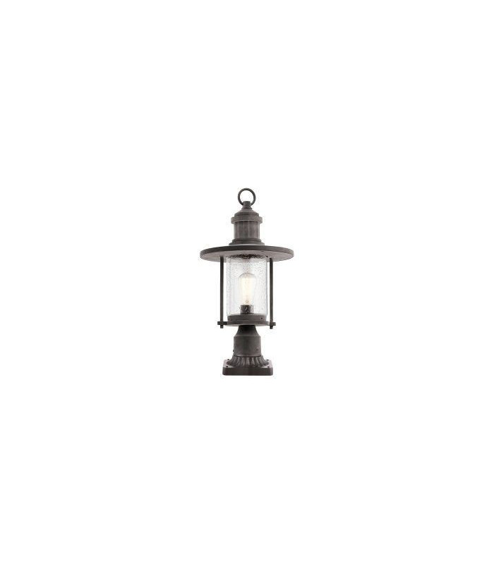 1 Light Outdoor Pedestal Lantern Weathered Zinc IP44