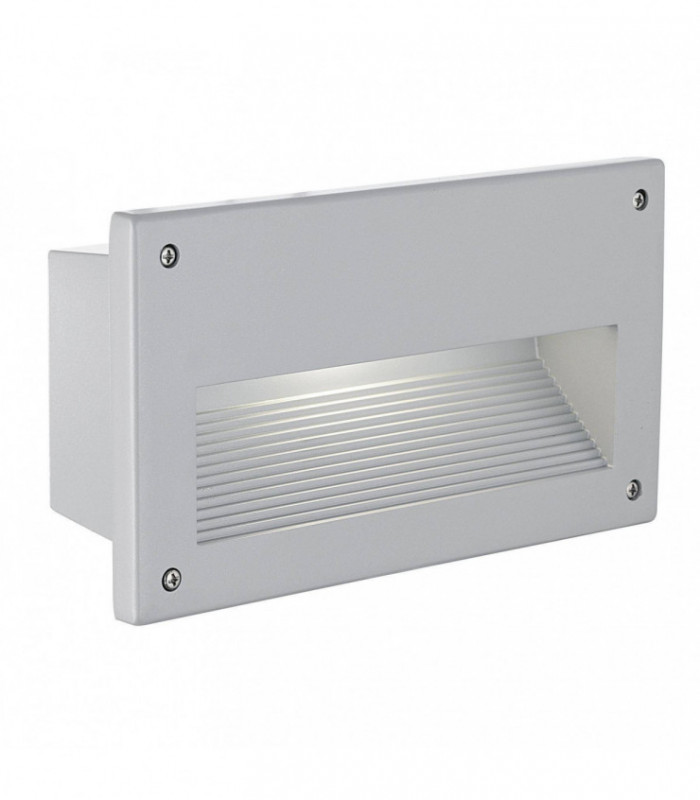 1 Light Outdoor Recessed Wall Light Silver IP44, E14