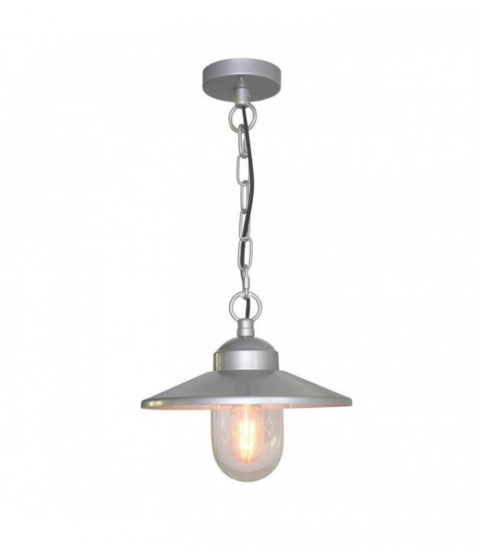 1 Light Outdoor Ceiling Chain Lantern Silver IP44, E27
