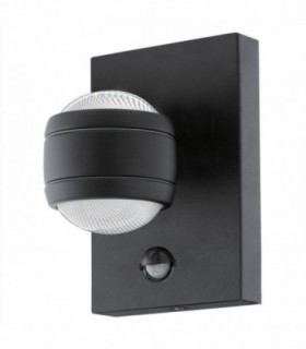 LED Outdoor Up Down Wall Light with PIR Motion Sensor Black IP44
