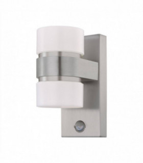 LED Outdoor Up Down Wall Light with PIR Motion Sensor Stainless Steel, Silver IP44