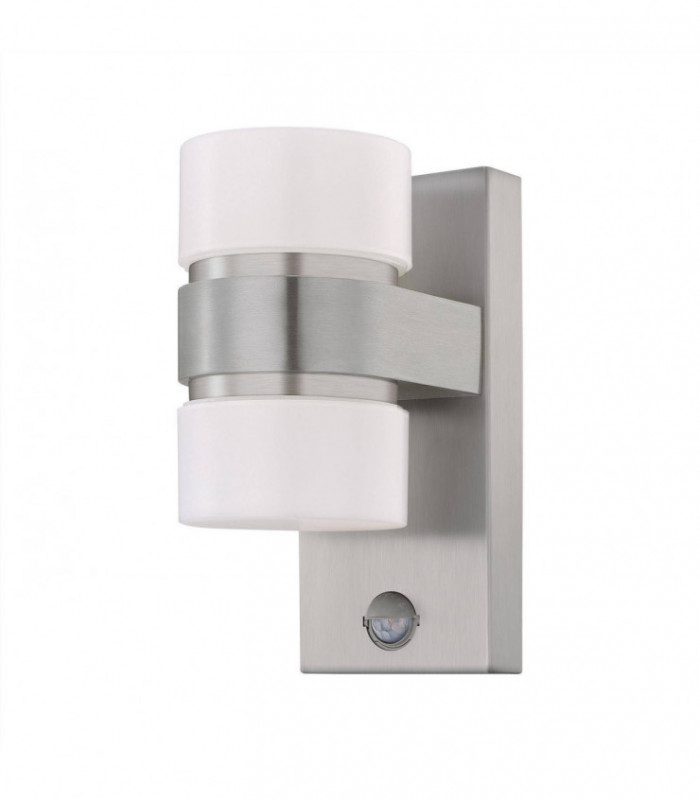 LED Outdoor Up Down Wall Light with PIR Motion Sensor Stainless Steel, Silver IP44