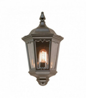 1 Light Outdoor Wall Half Lantern Light Black IP43, E27