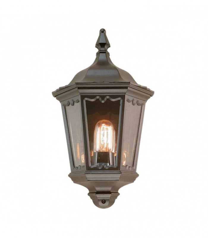 1 Light Outdoor Wall Half Lantern Light Black IP43, E27