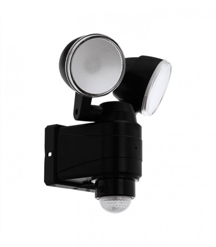 LED Outdoor Flood Wall Light with PIR Motion Sensor Black IP44