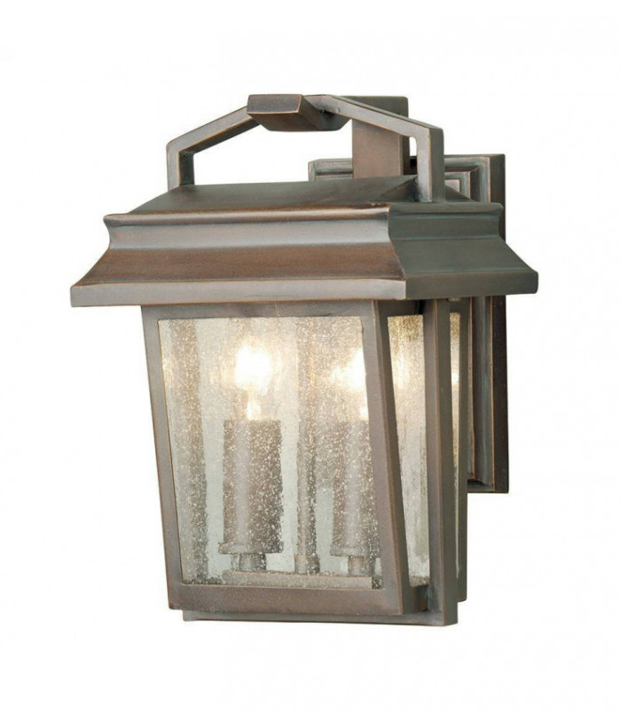 2 Light Outdoor Wall Lantern Light Aged Bronze IP44, E14