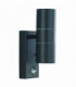 Outdoor Up Down Wall 2 Light Black Cast Aluminium with Motion Sensor IP44, GU10