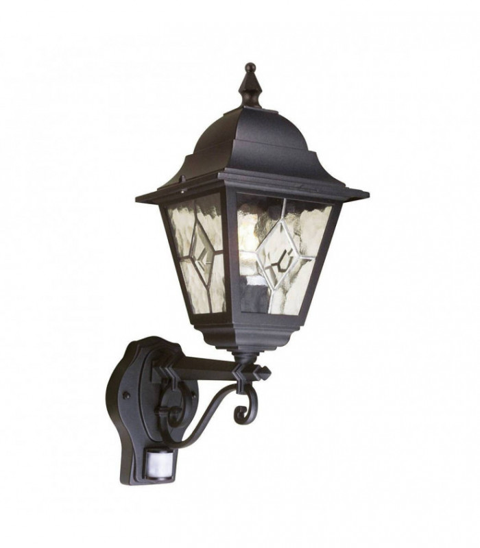 1 Light Outdoor Motion Sensor Lantern Light Black IP43, E27