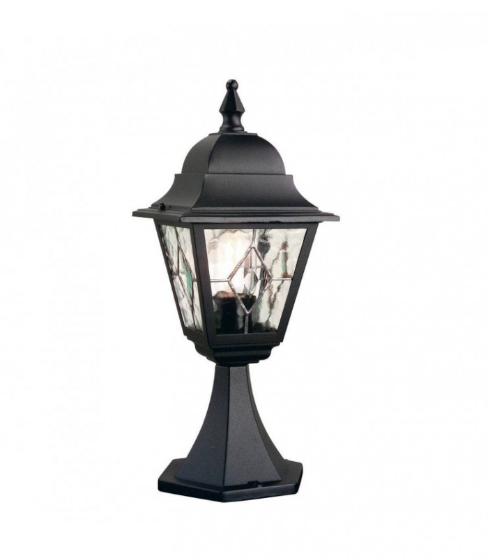 1 Light Outdoor Pedestal Lantern Black IP43, E27