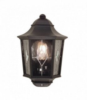 1 Light Outdoor Wall Half Lantern Light Black IP44, E27