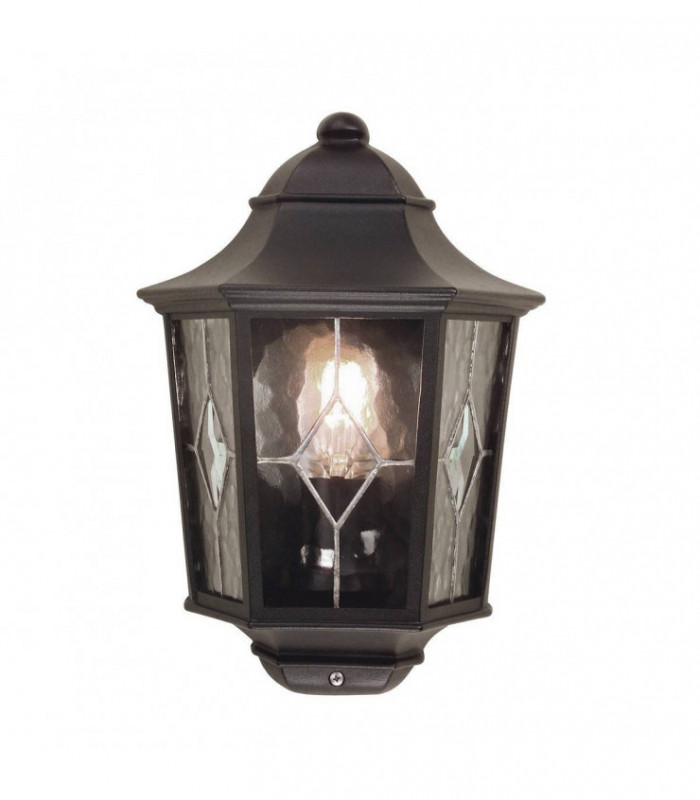 1 Light Outdoor Wall Half Lantern Light Black IP44, E27