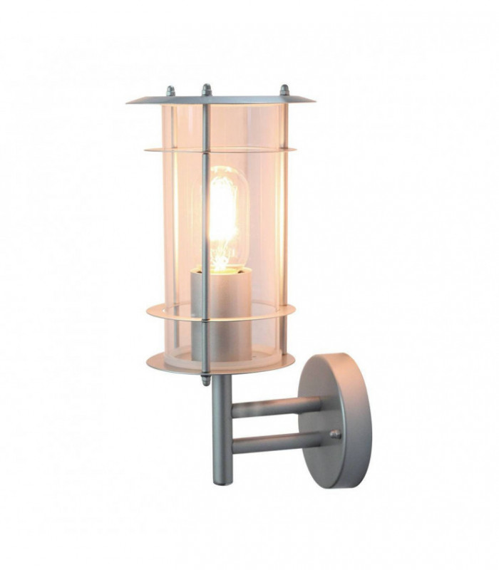 1 Light Outdoor Wall Lantern Light Silver IP44, E27