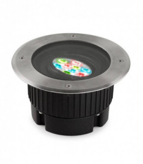 Outdoor LED Recessed Ground Uplight Stainless Steel Polished DMX Dimming 18.5cm 16deg. RGB IP67
