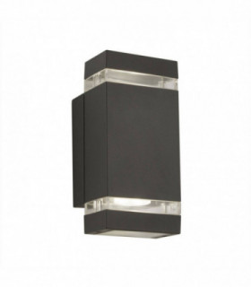 2 Light Outdoor Up & Down Wall Light Grey IP44, GU10
