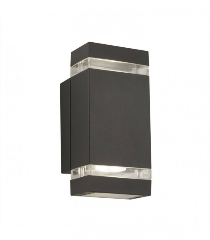 2 Light Outdoor Up & Down Wall Light Grey IP44, GU10