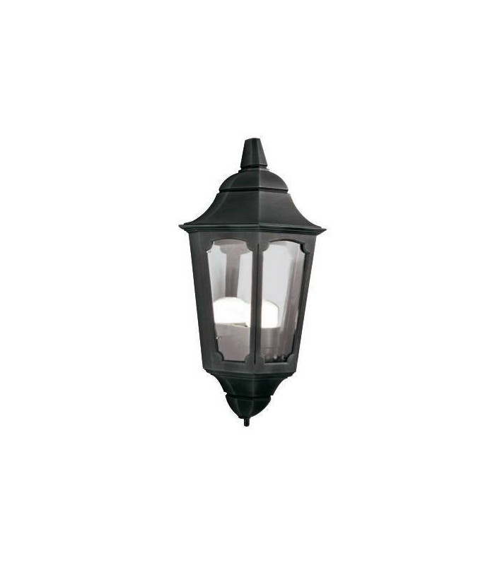 1 Light Outdoor Wall Half Lantern Light Black IP44, E27
