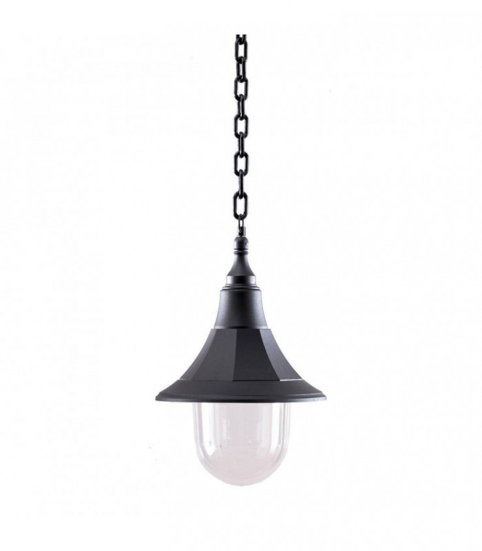 1 Light Outdoor Coastal Ceiling Chain Lantern Black Polycarbonate IP44, E27