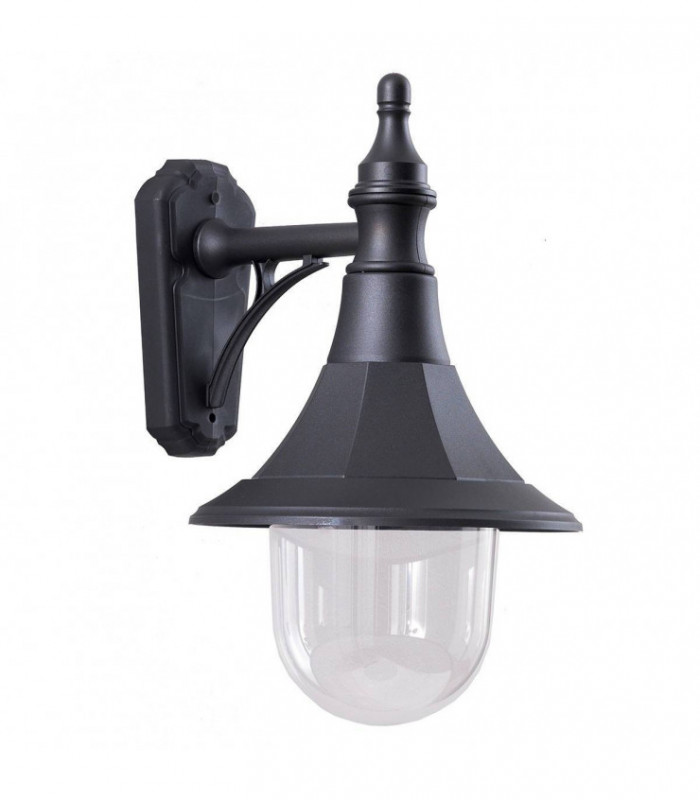 1 Light Outdoor Coastal Wall Lantern Light Black Polycarbonate IP44, E27