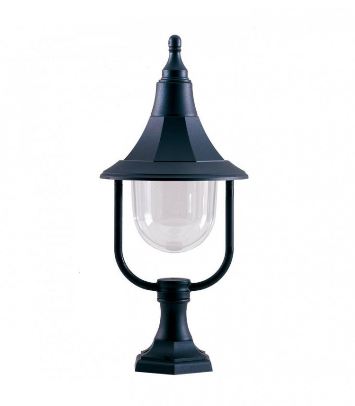 1 Light Outdoor Coastal Pedestal Light Black Polycarbonate IP44, E27