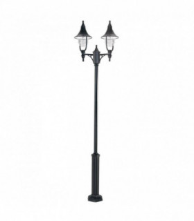 2 Light Twin Outdoor Coastal Lamp Post Black Polycarbonate IP44, E27