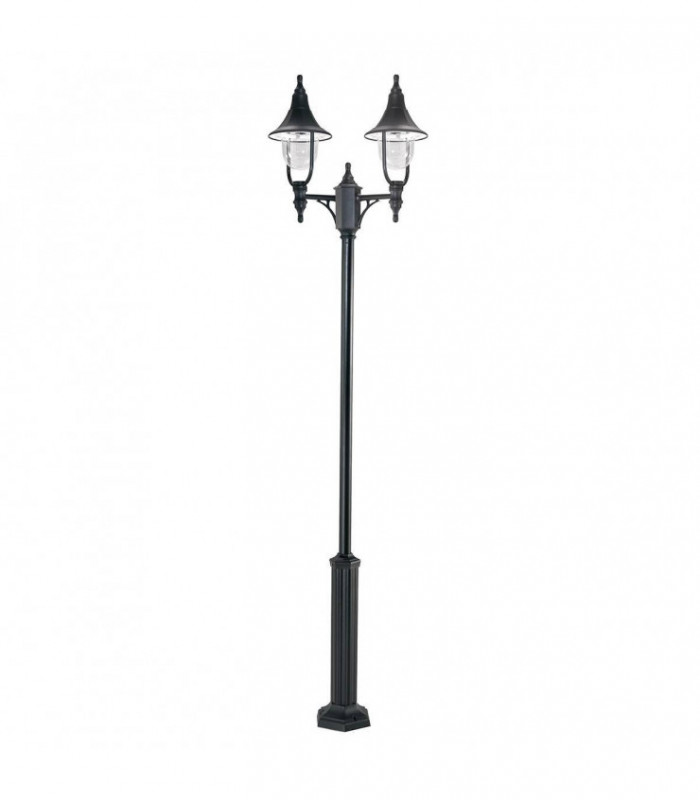 2 Light Twin Outdoor Coastal Lamp Post Black Polycarbonate IP44, E27