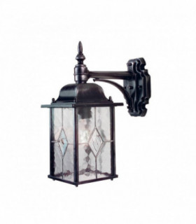 1 Light Outdoor Wall Lantern Light Black Silver IP43, E27