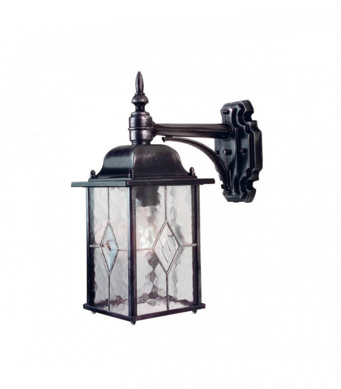 1 Light Outdoor Wall Lantern Light Black Silver IP43, E27