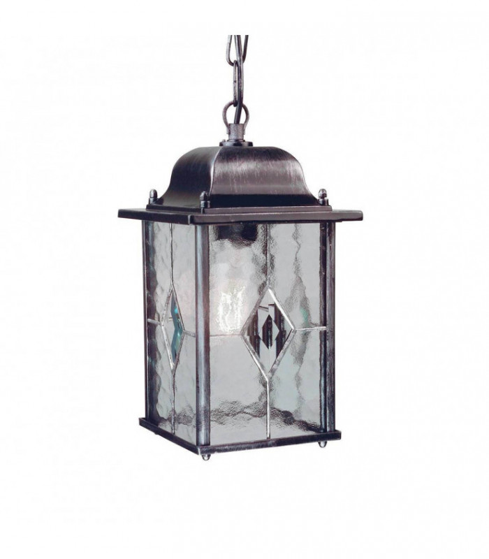 1 Light Outdoor Ceiling Chain Lantern Black Silver IP43, E27