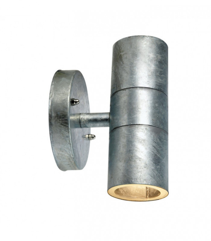 2 Light Up Down Outdoor Wall Lamp Galvanized IP44, GU10