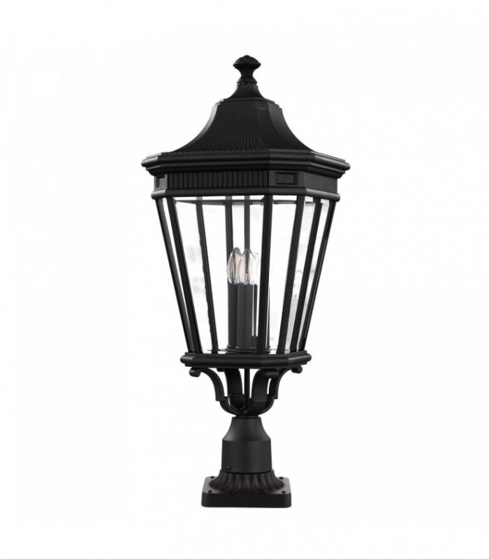 3 Light Large Outdoor Pedestal Light Black IP44, E14
