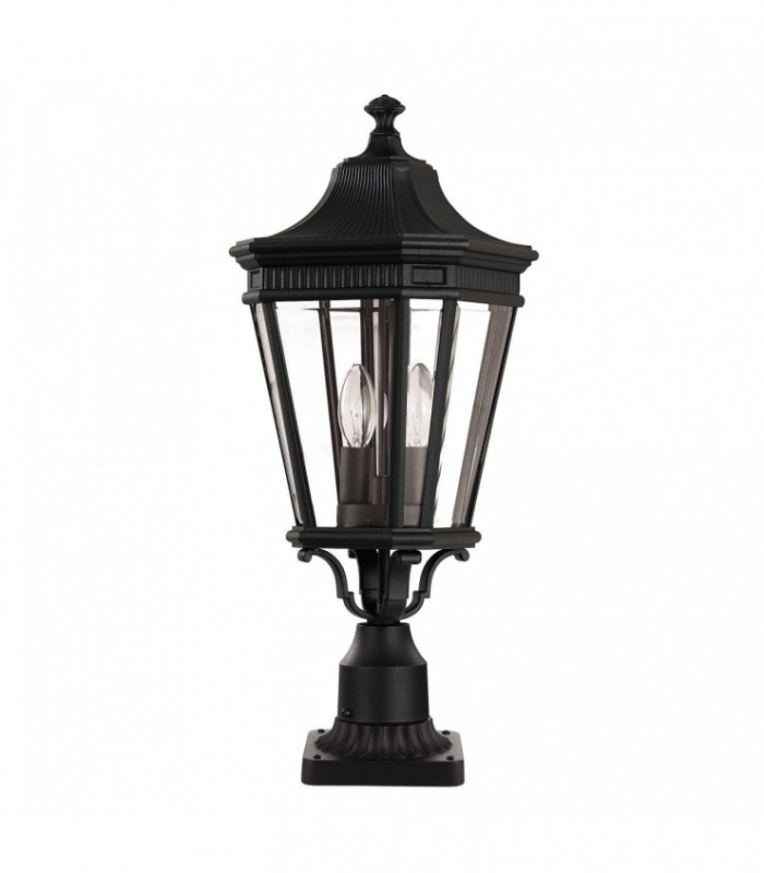 2 Light Medium Outdoor Pedestal Light Black IP44, E14