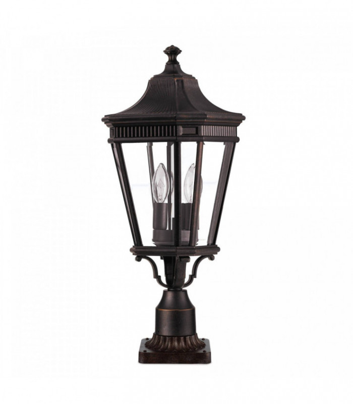 2 Light Medium Outdoor Pedestal Light Grecian Bronze IP44, E14