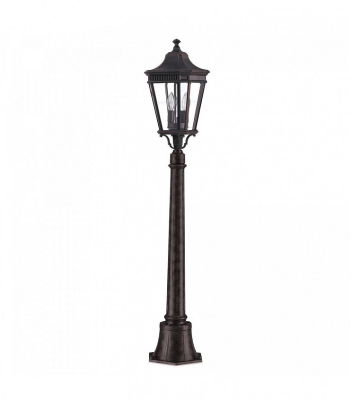 2 Light Medium Outdoor Post Lantern Grecian Bronze IP44, E14
