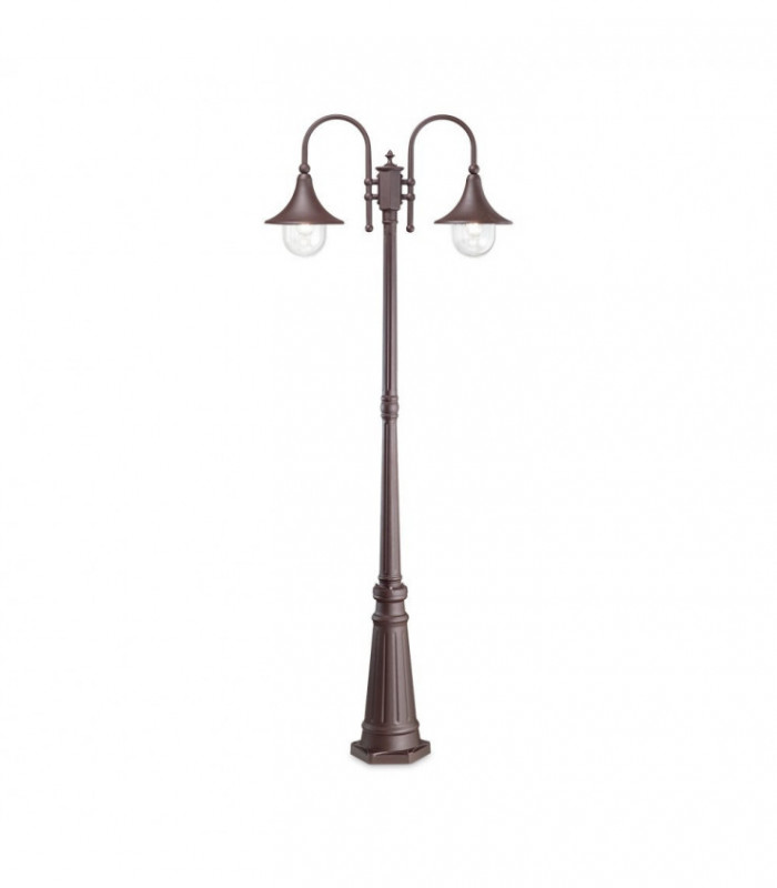 Outdoor Lamp Post 2 Lights Coffee IP43, E27
